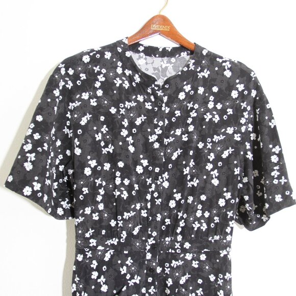 THE KIT. Cobie Midi Shirtdress Black White Primrose Floral Button Front Size 6 - Picture 3 of 13